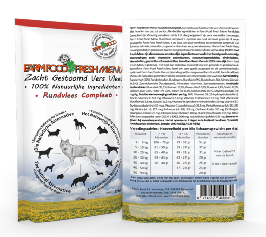 FARM FOOD | Fresh MENU - houdbaar - Rundvlees Compleet | 125 gram