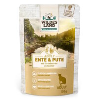 WILDES LAND | KAT | POUCH - CLASSIC - EEND en KALKOEN met veenbessen | 100 gr