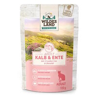 WILDES LAND | KAT | POUCH - CLASSIC - KALF en EEND met veenbessen | 100 gr