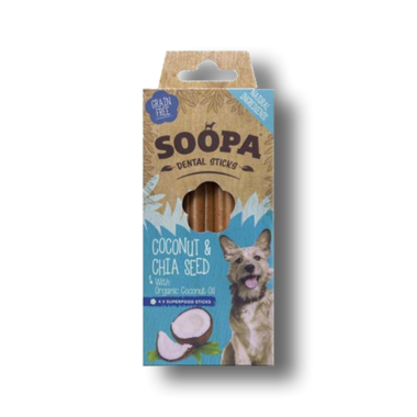SOOPA | Dental sticks | Kokos & Chia zaden | 4 stuks